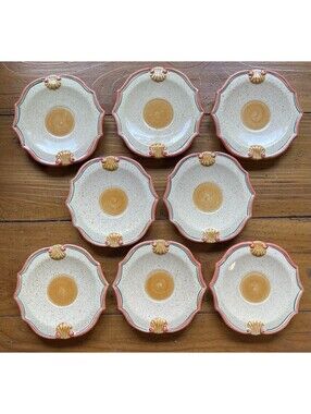 8 HORCHOW MEDICI BELLINI ITALY Neiman Marcus Saucers 7" Stoneware Hand Painted